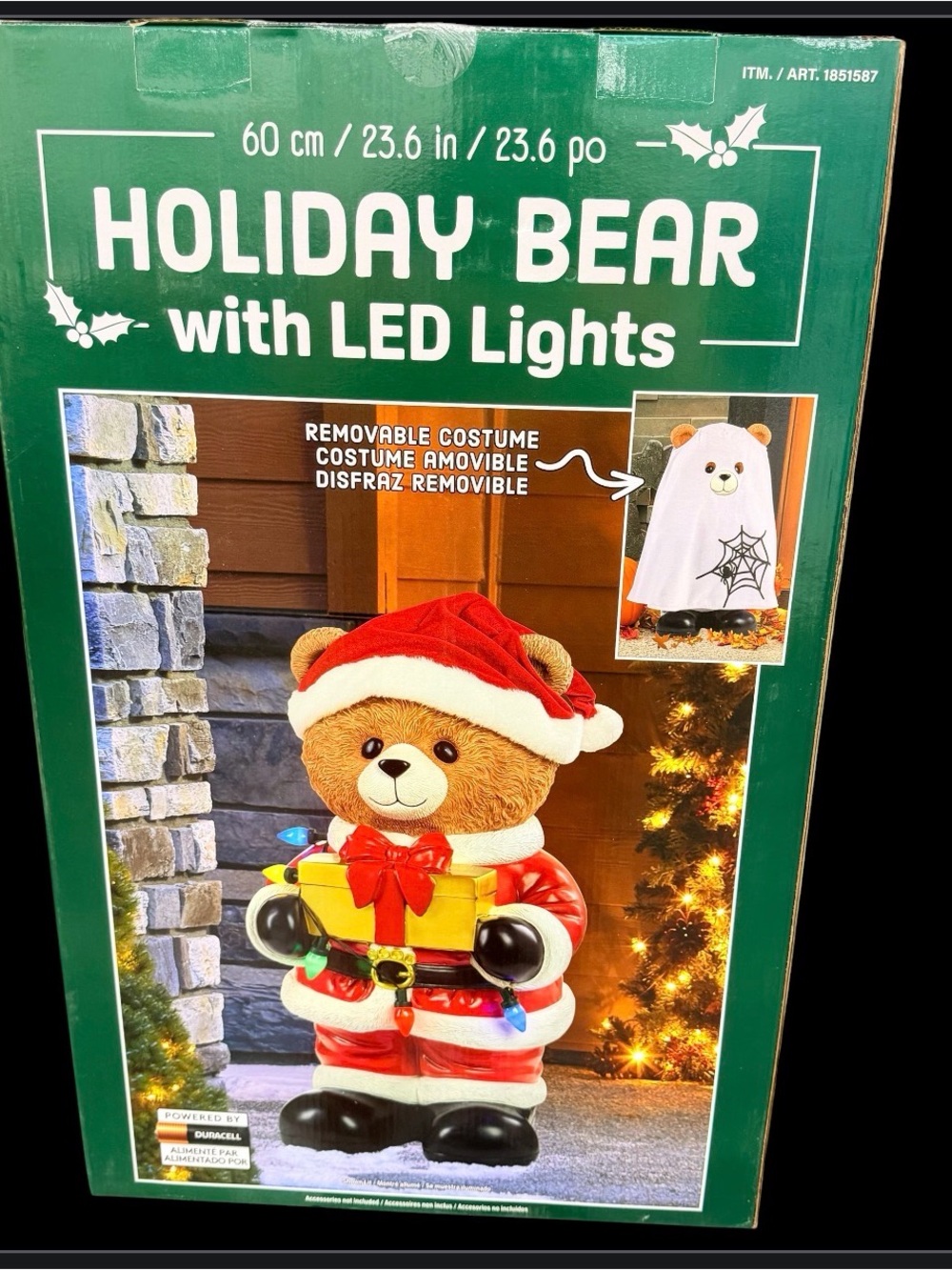 Holiday Bear with LED Lights - Brown Teddy in Red Santa Outfit